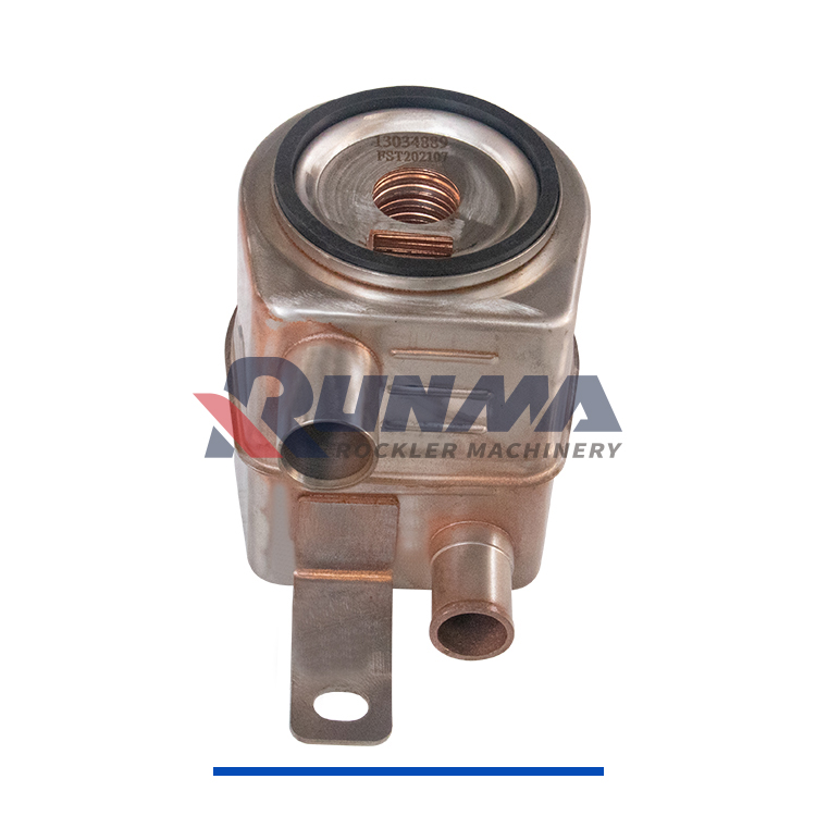 RE3095R道依茨70KW-机油冷却器 13034889（双管一粗一细-带支架） (5)